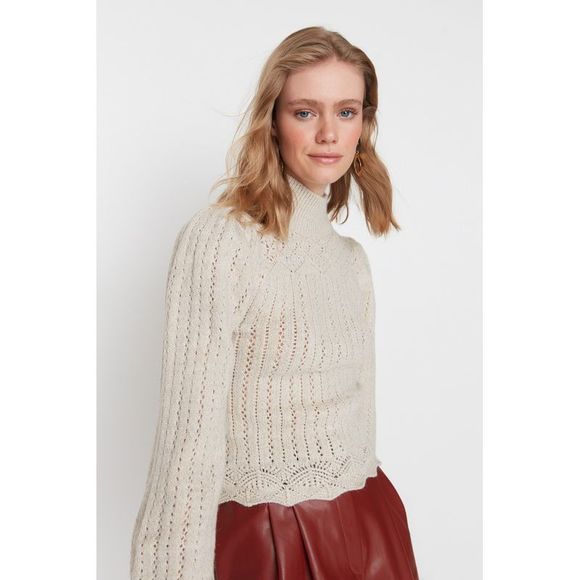 NWT Trendyol Women Regular fit Standing collar Knitwear Sweater - Picture 2 of 11